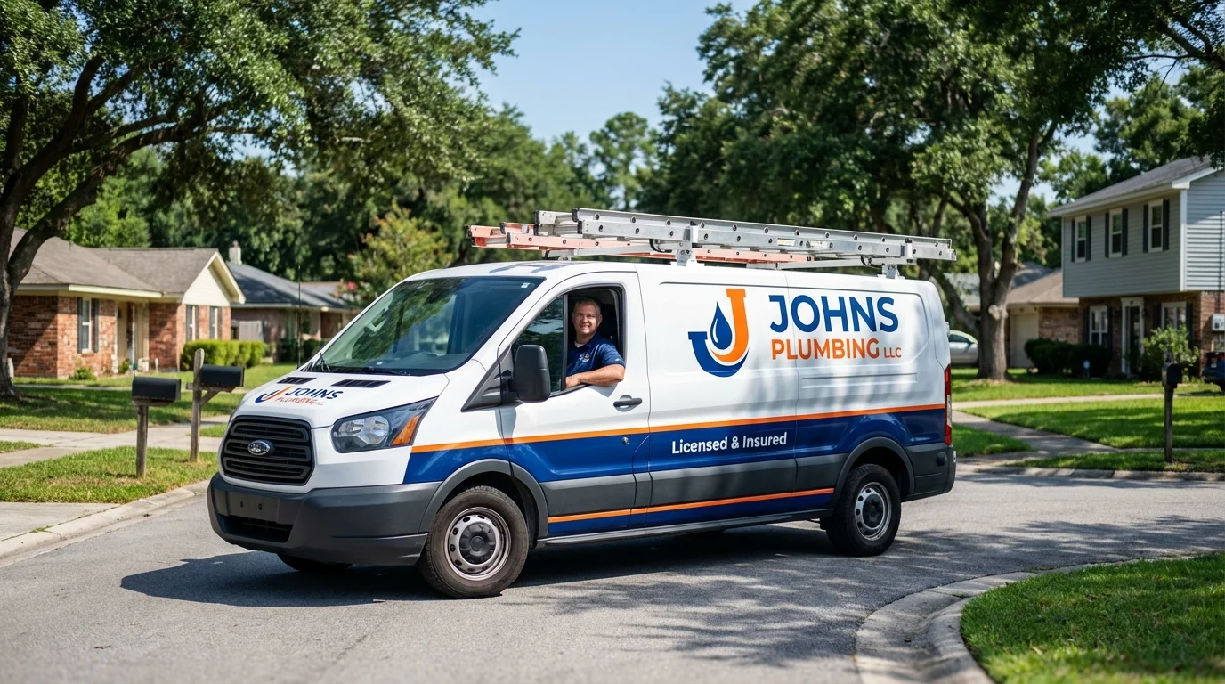 Johns Plumbing LLC service van in New Waterford, OH