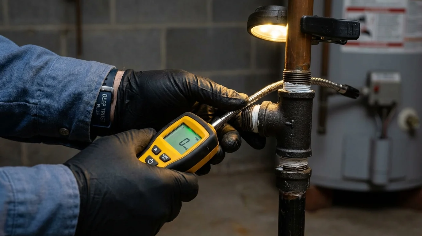 Gas leak detection with electronic sniffer by Johns Plumbing LLC in New Waterford