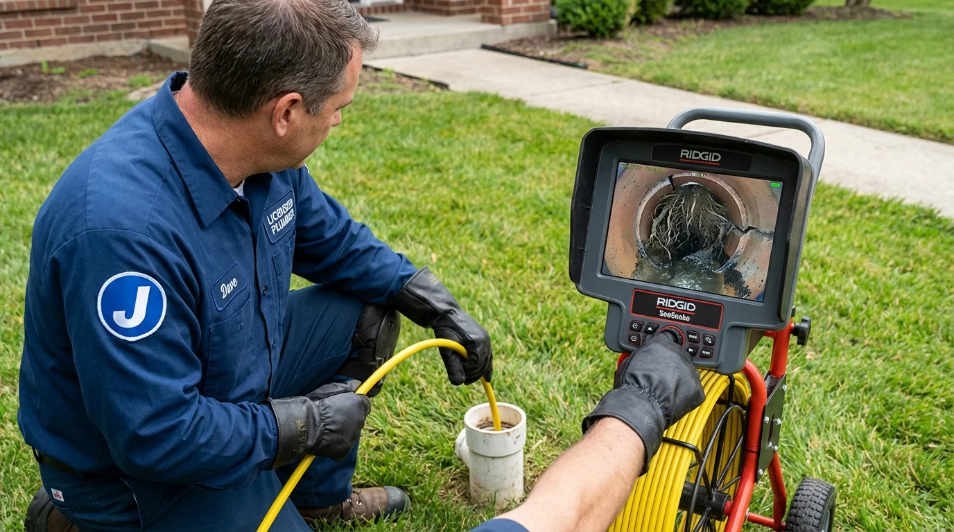 Sewer camera inspection being performed by Johns Plumbing LLC in New Waterford